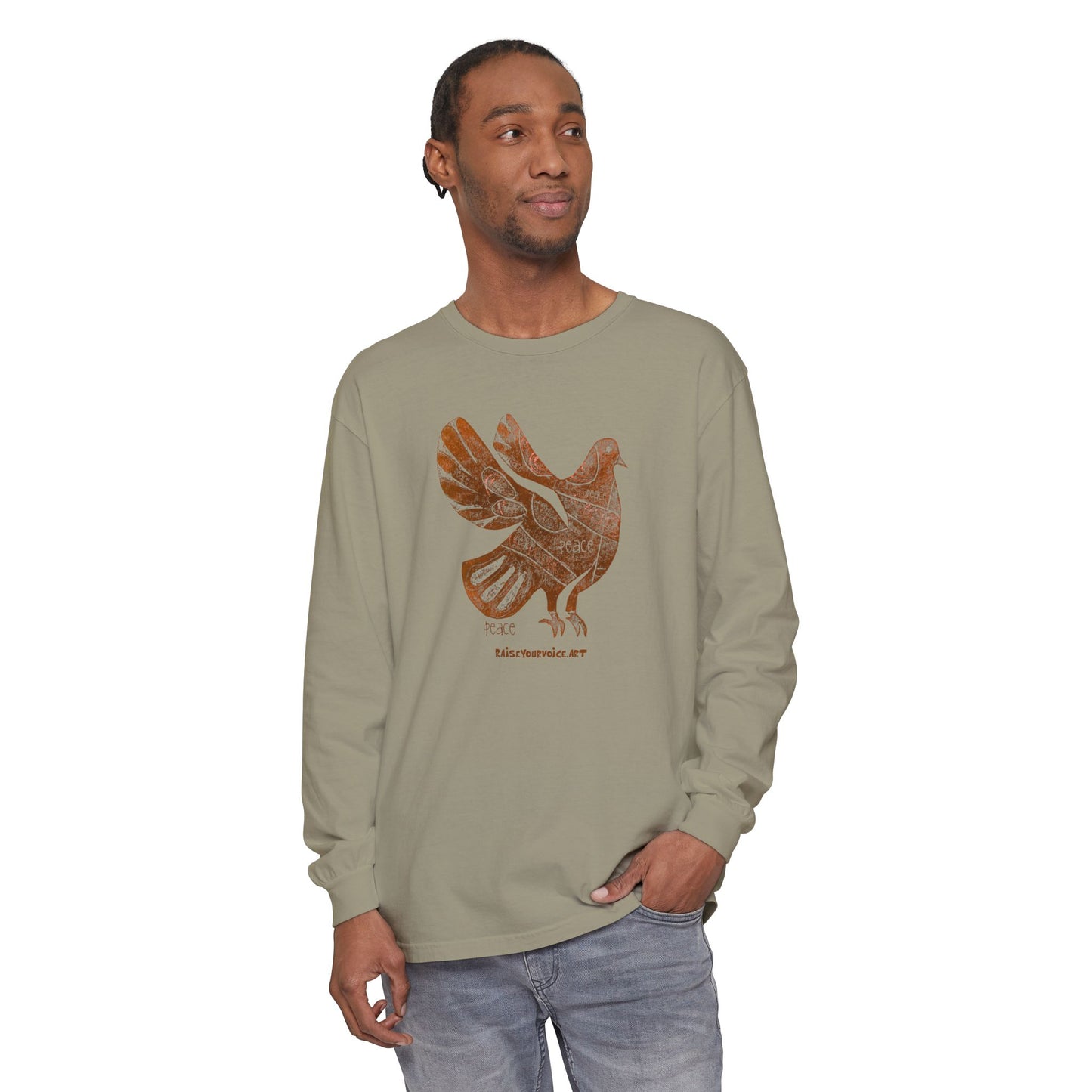 Peace Pigeon Graphic Long Sleeve Tee