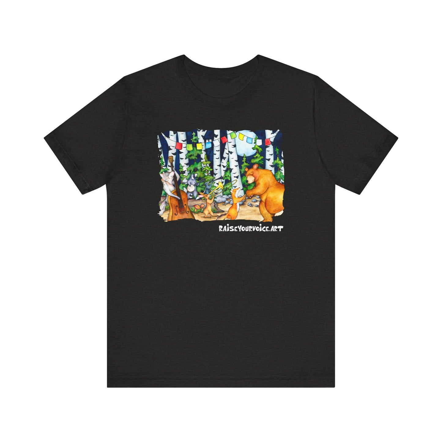 Celebrate Nature Unisex Jersey Tee with Bear and Forest Design - Perfect for Outdoor Lovers