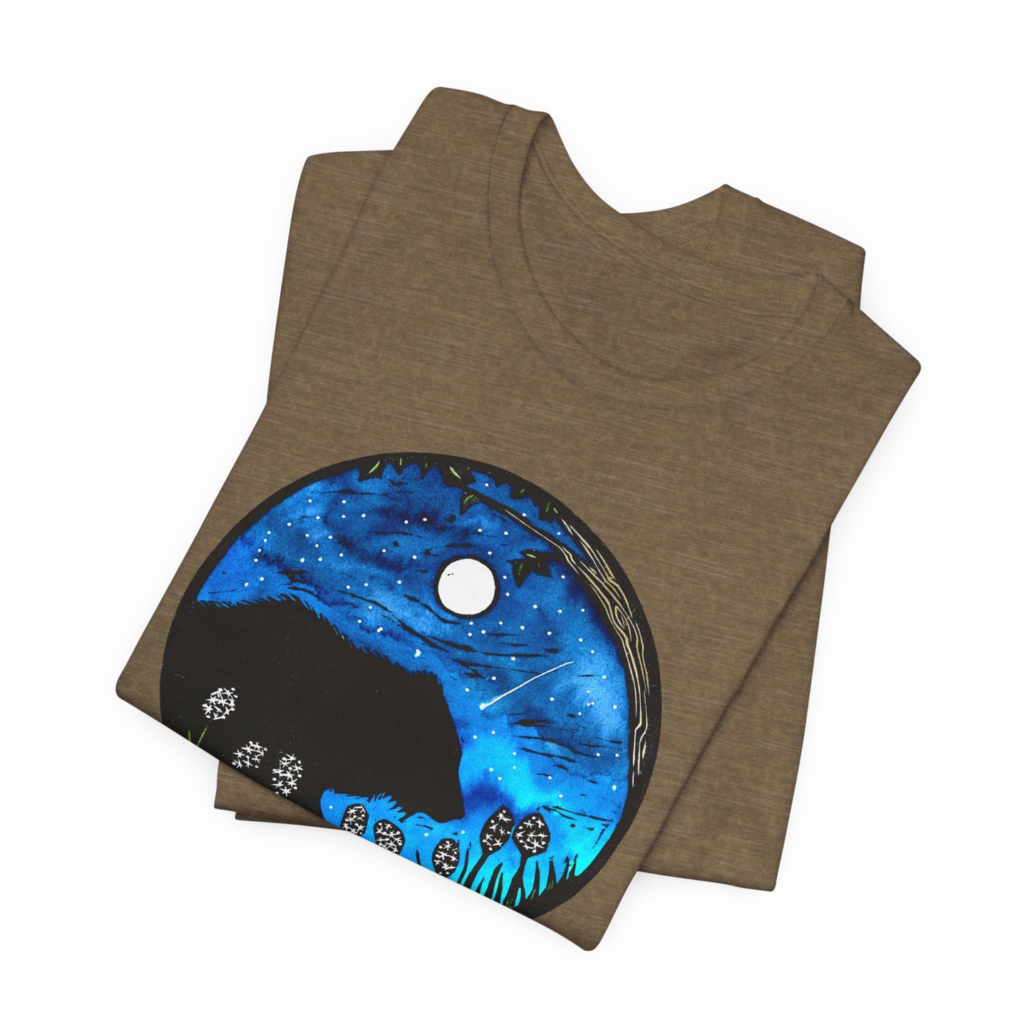 Save The Griz! - Unisex Short Sleeve T-Shirt with Floral Night Scene