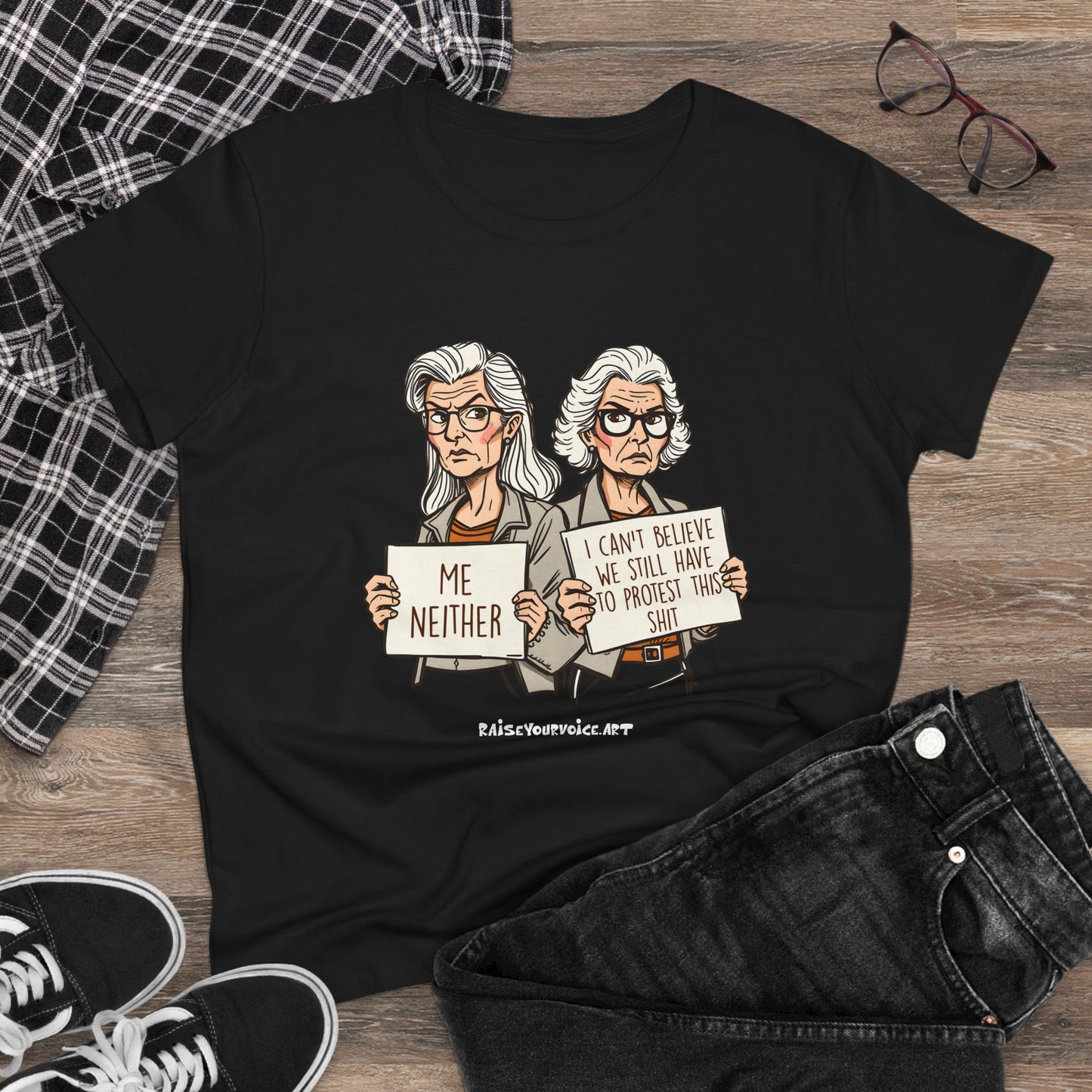 Empowering Women's Midweight Tee - "Me Neither" Protest Shirt