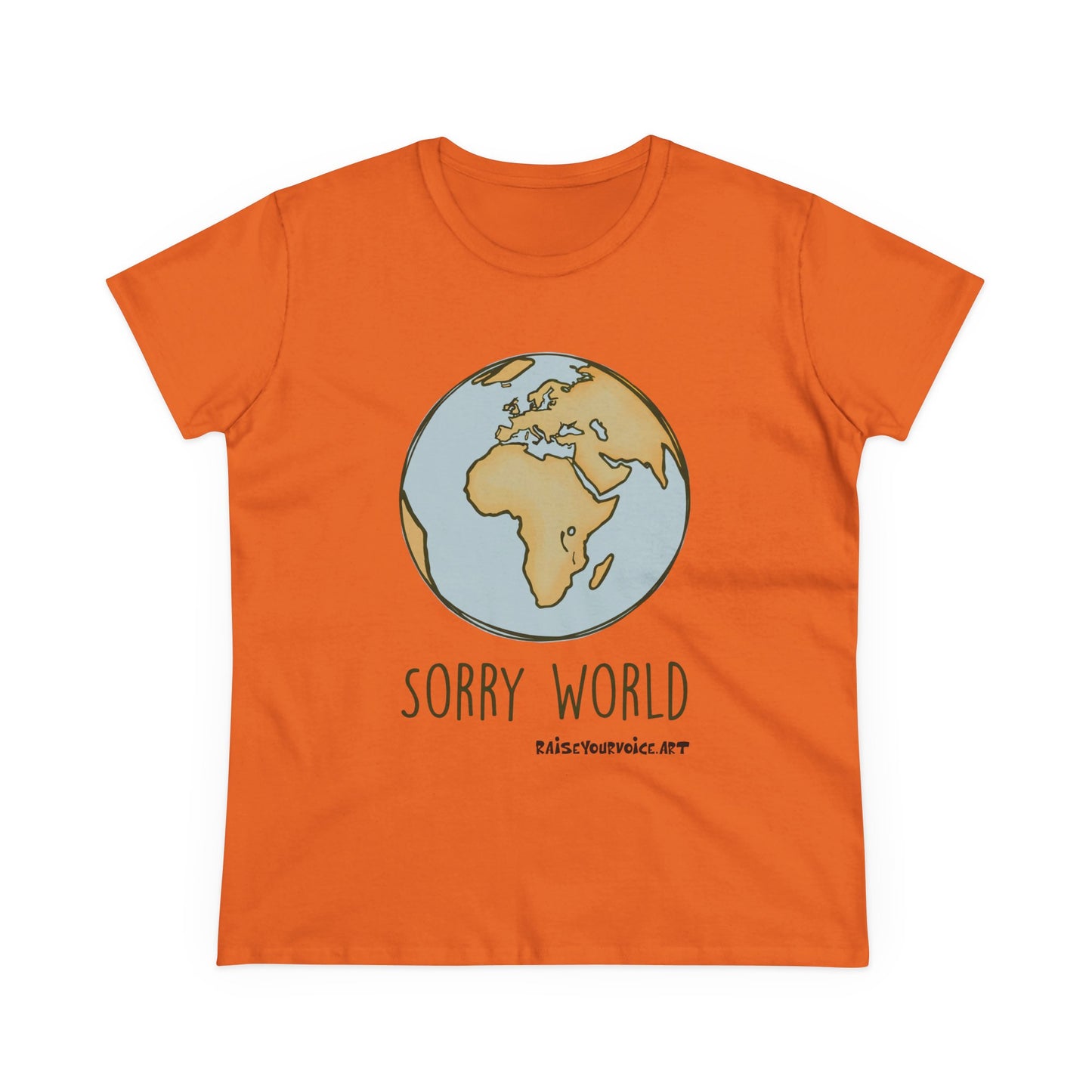Earth-Inspired Sorry World Tee, Casual Cotton T-Shirt