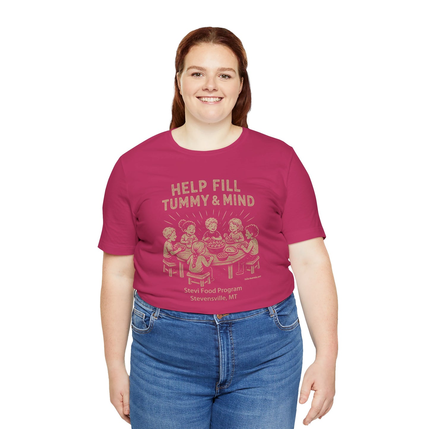 Help fill Tummy and Mind, Stevi Food Program, Unisex Jersey Short Sleeve Tee