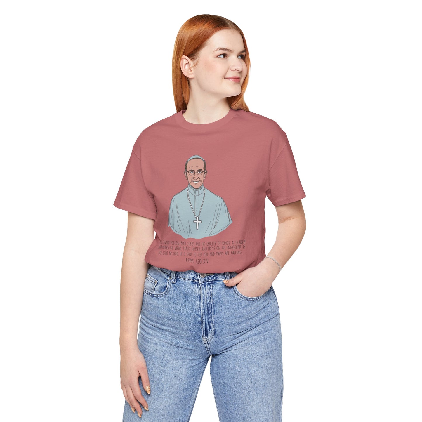 Pope Leo XIV Inspirational Quote Tee, Spiritual Gift, Faith-Based Shirt, Religious Apparel, Unisex T-Shirt, Christian Encouragement