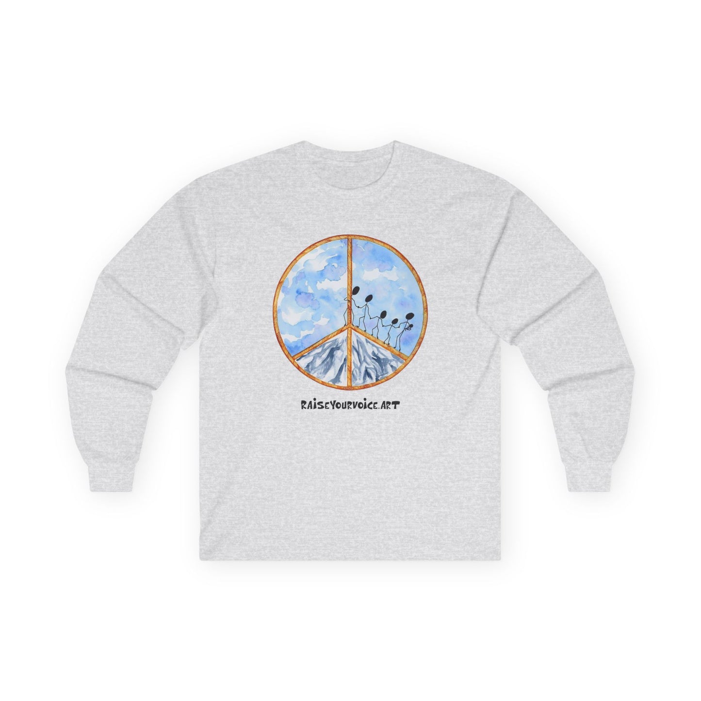 Peace sign and Peaceful Vibes Unisex Long Sleeve Tee - Cotton Mountain Design