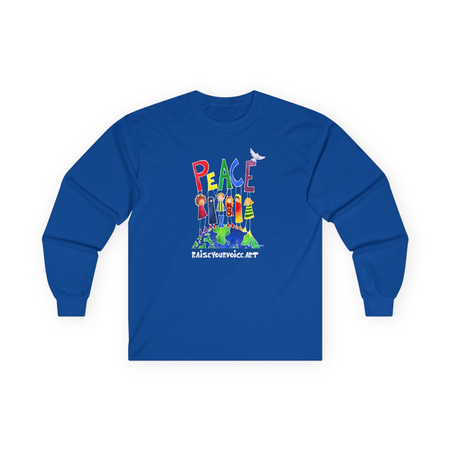 Peace on Earth Long Sleeve Tee - Eco-Friendly Cotton Tee for Activists and Peace Lovers