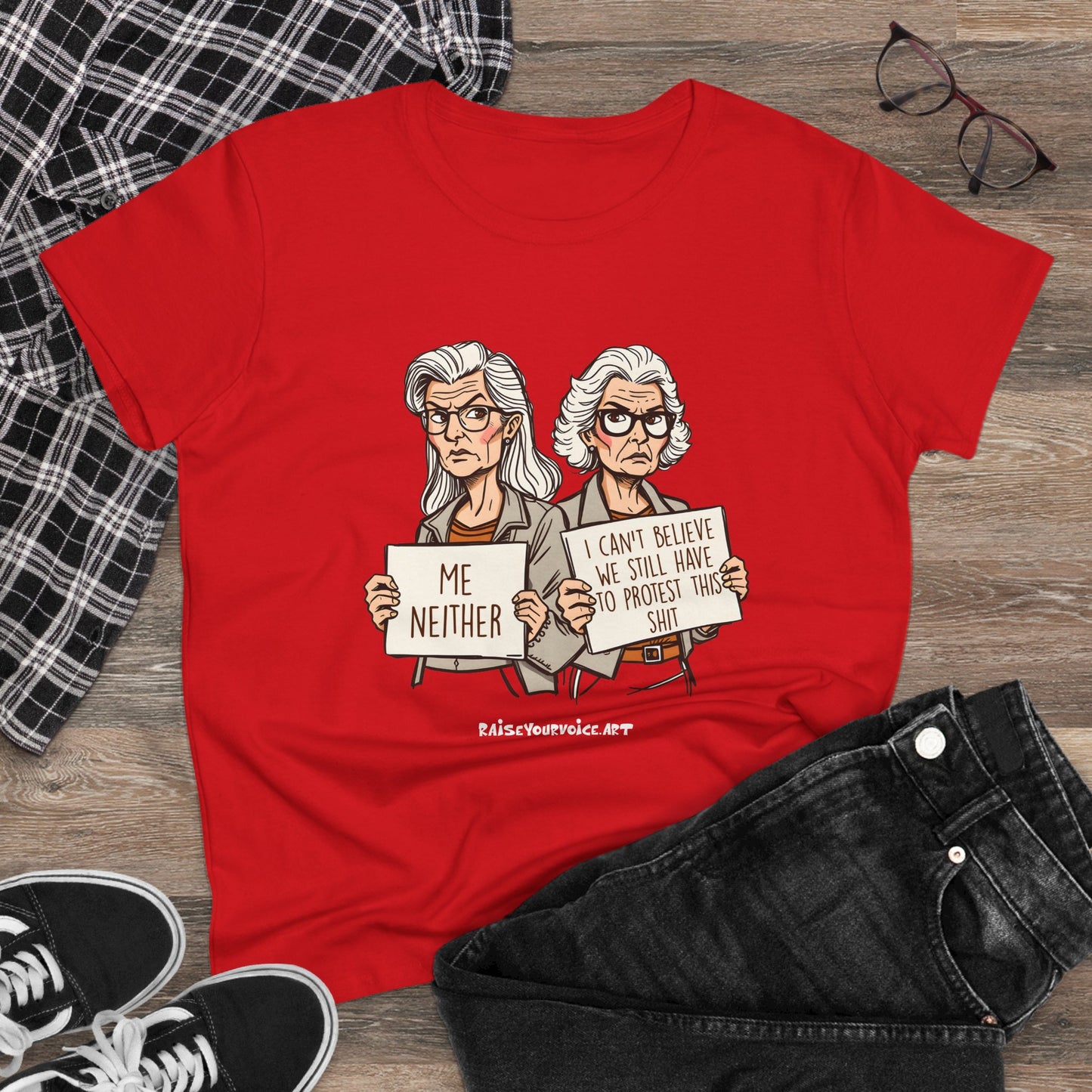 Empowering Women's Midweight Tee - "Me Neither" Protest Shirt