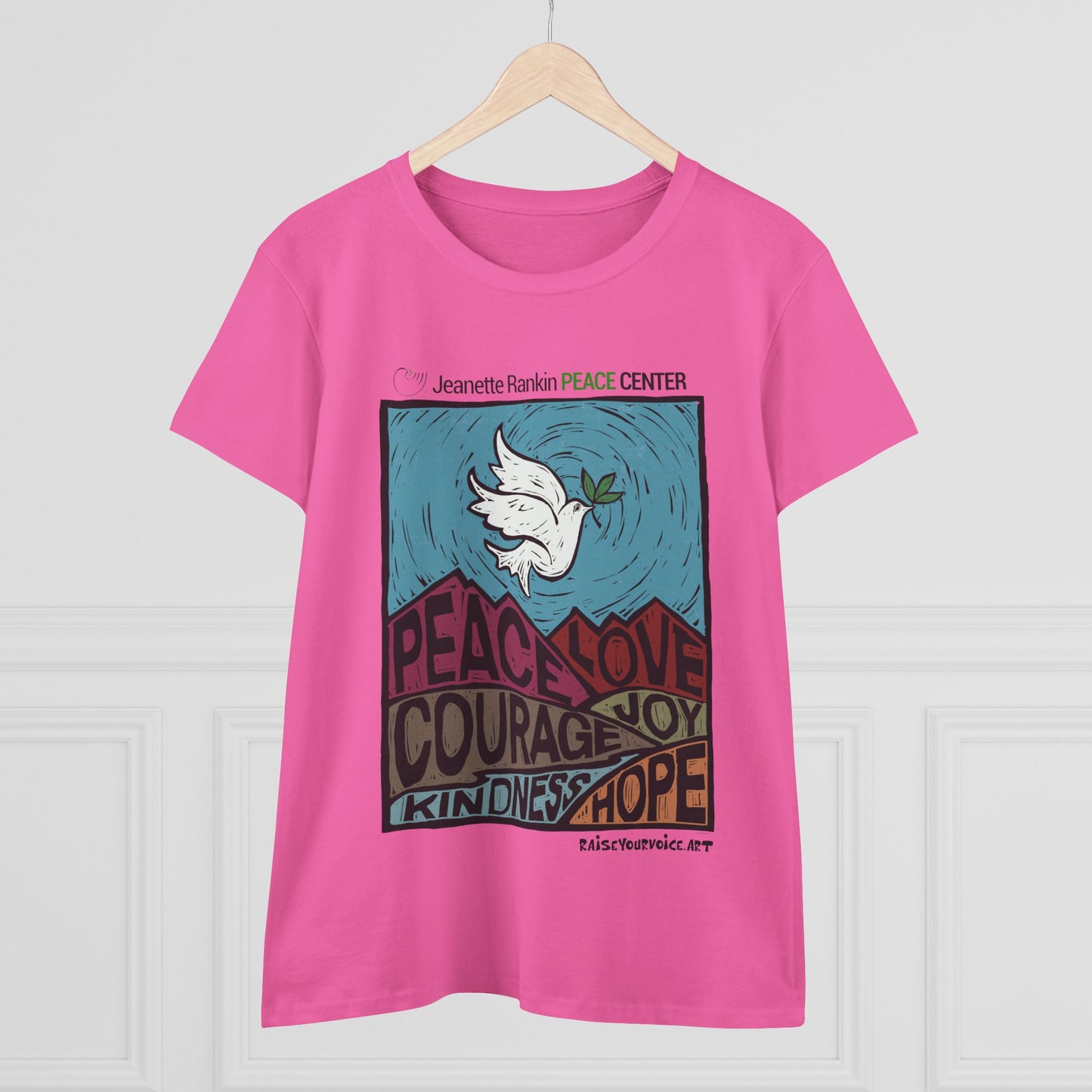 Jeanette Rankin Peace Center Women's Midweight Cotton Tee