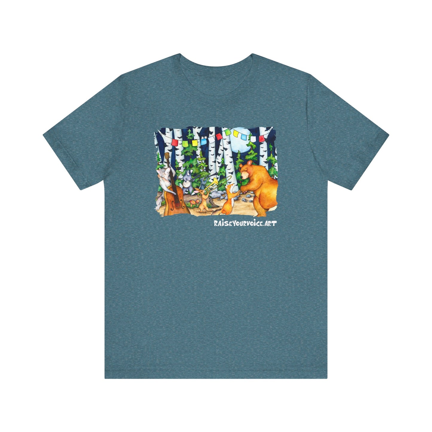 Celebrate Nature Unisex Jersey Tee with Bear and Forest Design - Perfect for Outdoor Lovers