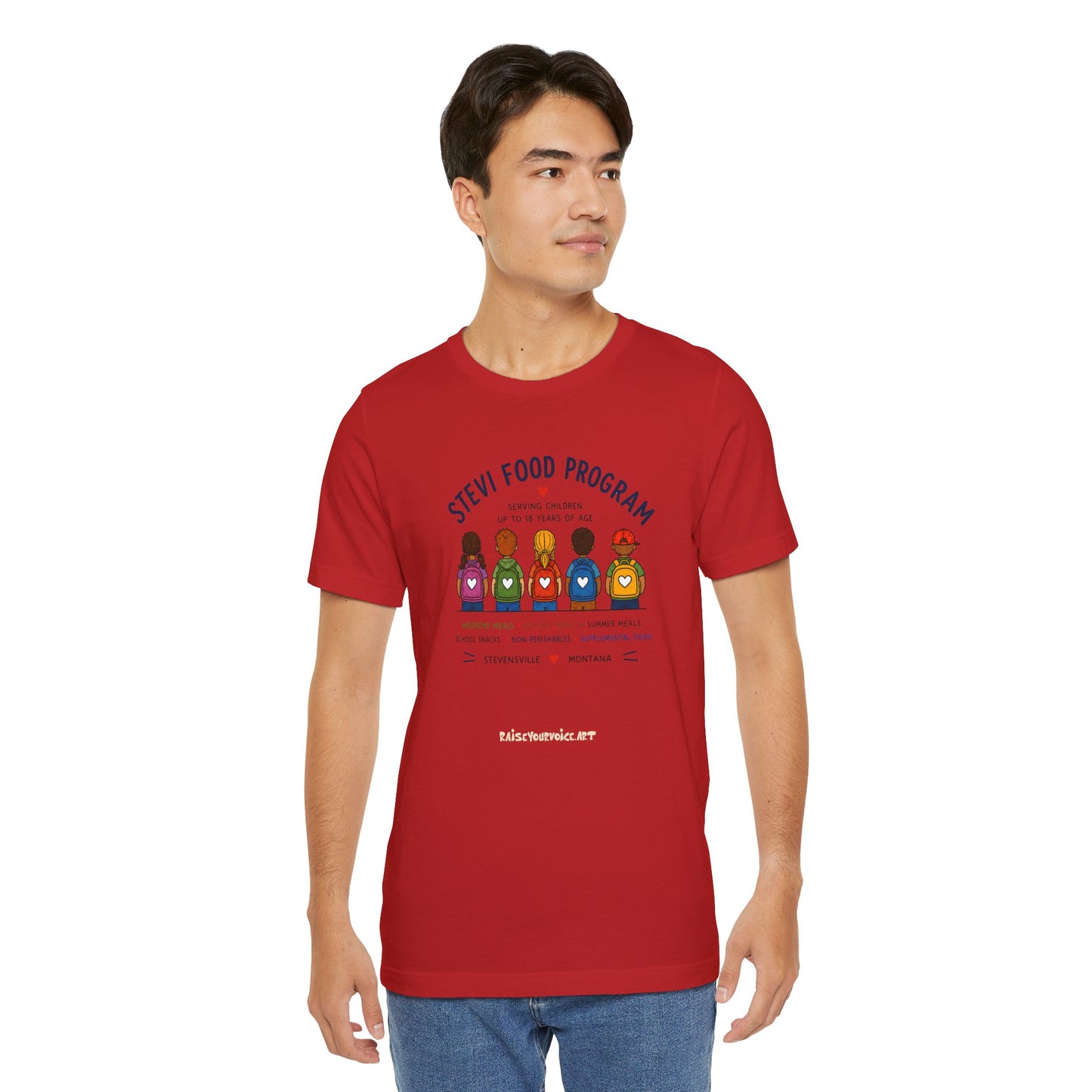 Stevi Food Program Backpacks – Unisex Jersey Short Sleeve Tee