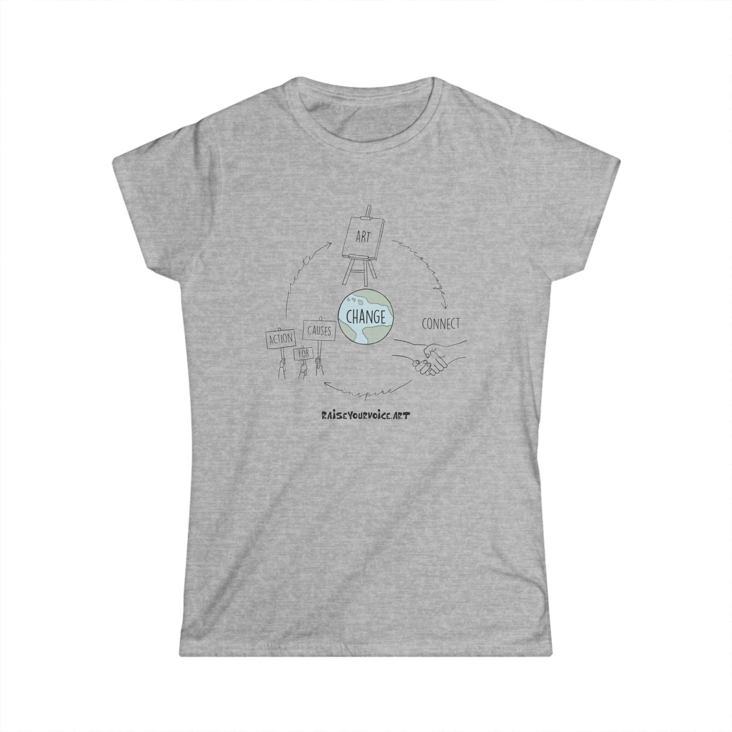 Create. Connect. Act. Women's Softstyle Tee - Art that Inspires Change