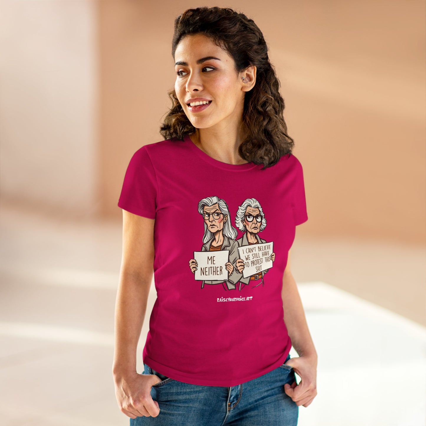 Empowering Women's Midweight Tee - "Me Neither" Protest Shirt
