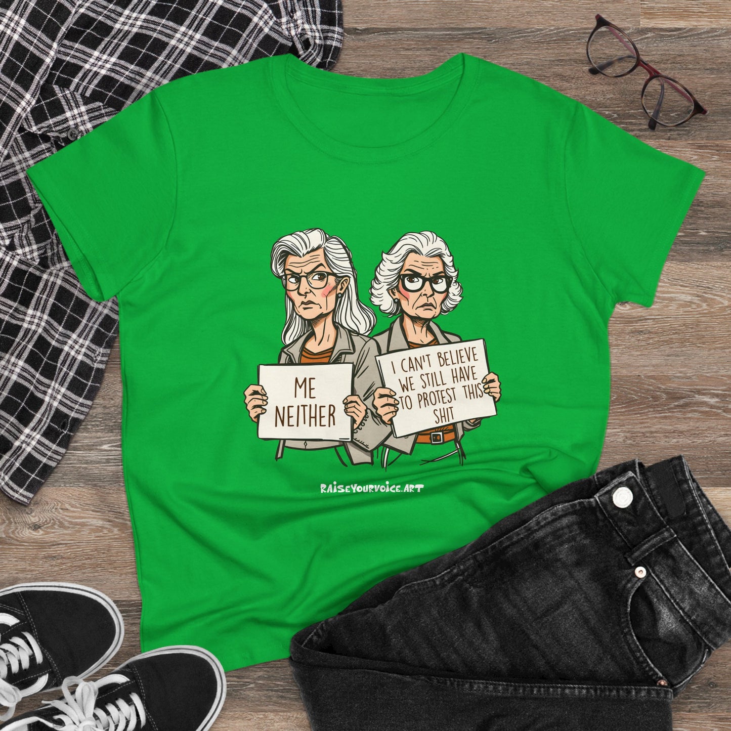 Empowering Women's Midweight Tee - "Me Neither" Protest Shirt