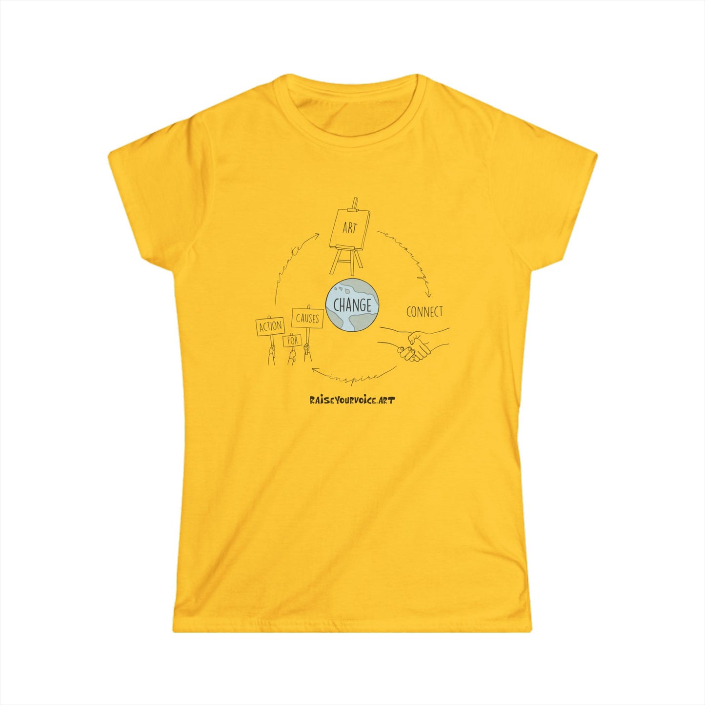 Create. Connect. Act. Women's Softstyle Tee - Art that Inspires Change