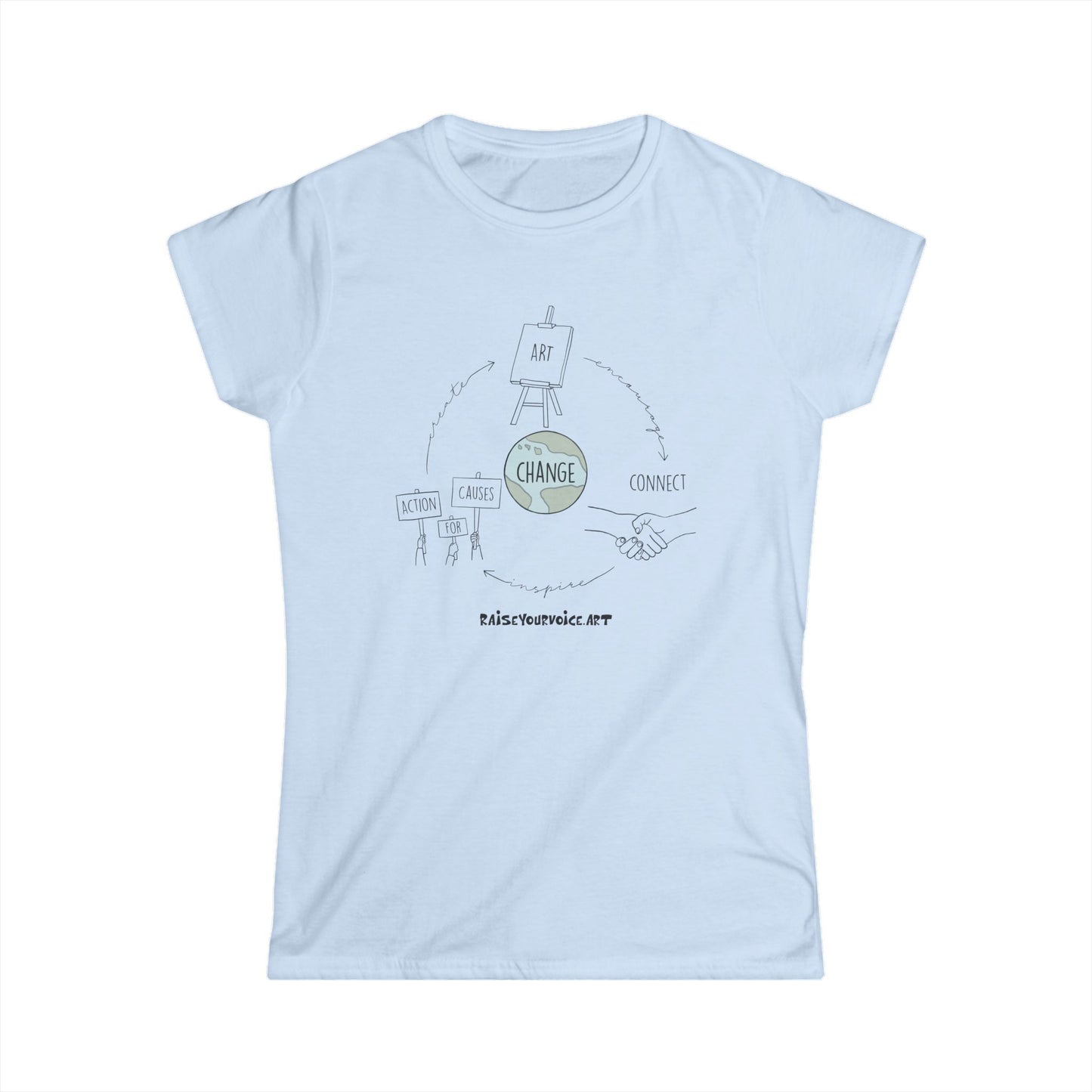 Create. Connect. Act. Women's Softstyle Tee - Art that Inspires Change