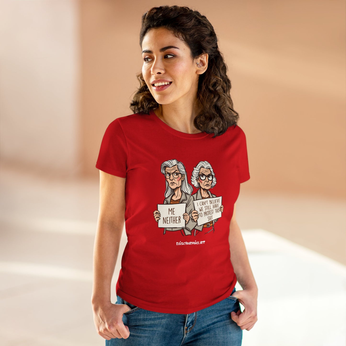 Empowering Women's Midweight Tee - "Me Neither" Protest Shirt