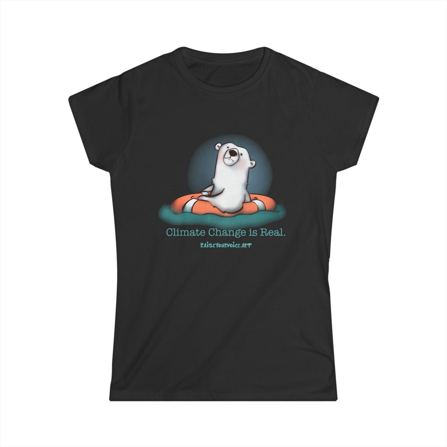 Yes, Climate Change is Real! - Softstyle Tee with Polar Bear Design