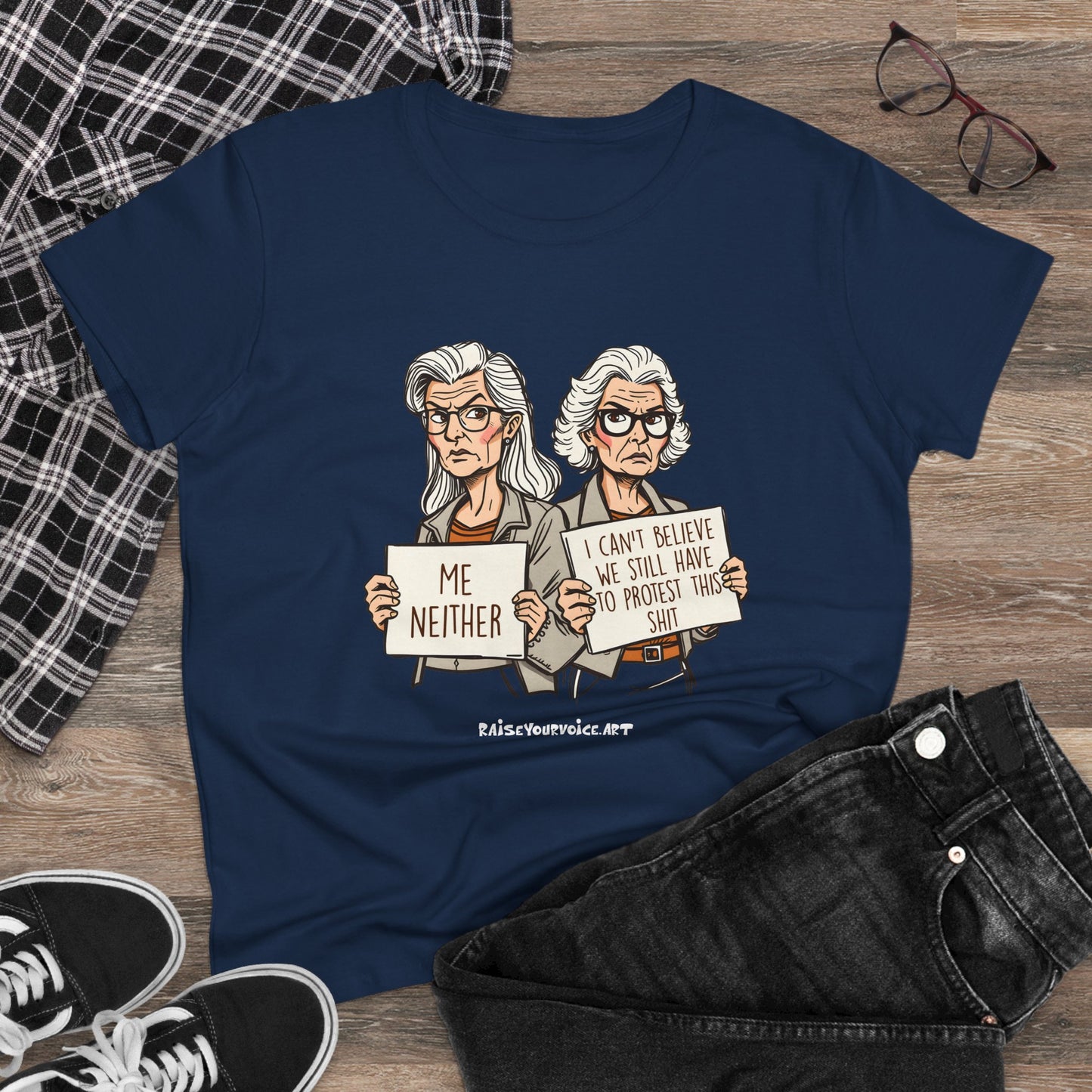 Empowering Women's Midweight Tee - "Me Neither" Protest Shirt