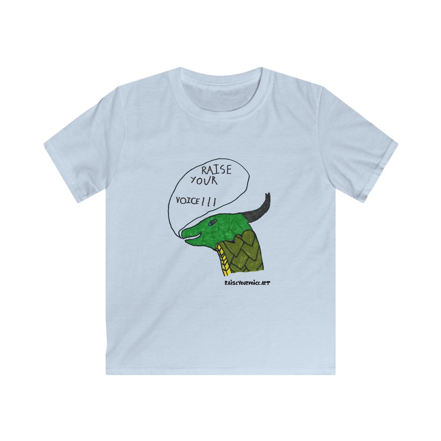 Kids Softstyle Tee - Raise Your Voice Dinosaur Design