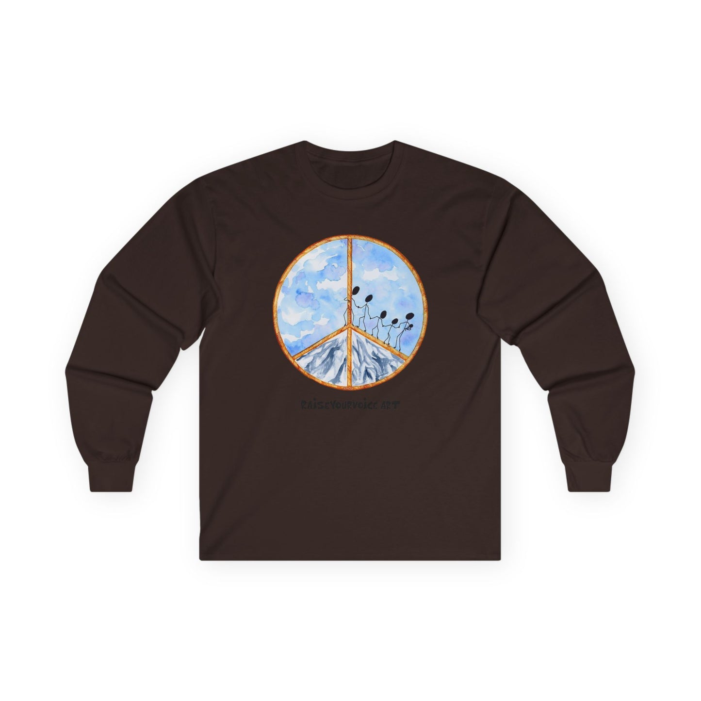 Peace sign and Peaceful Vibes Unisex Long Sleeve Tee - Cotton Mountain Design