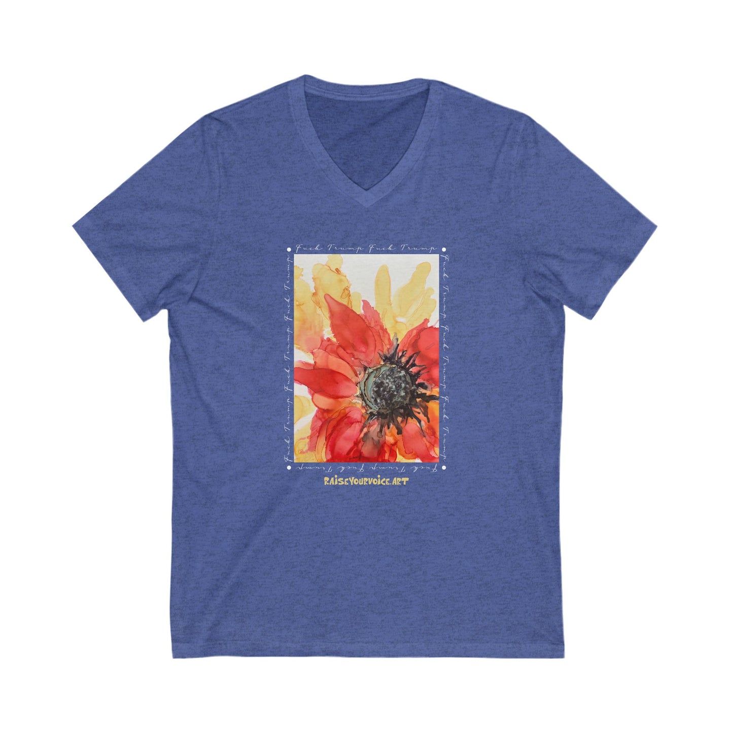 Floral V-Neck Tee for the nature lover who is seeing our forests and flowers being trampled as of late.