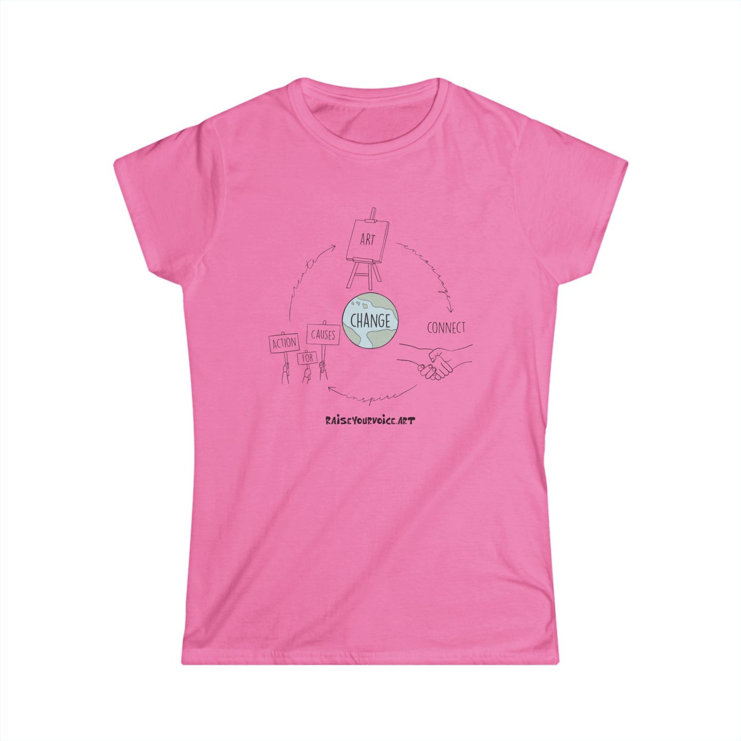 Create. Connect. Act. Women's Softstyle Tee - Art that Inspires Change