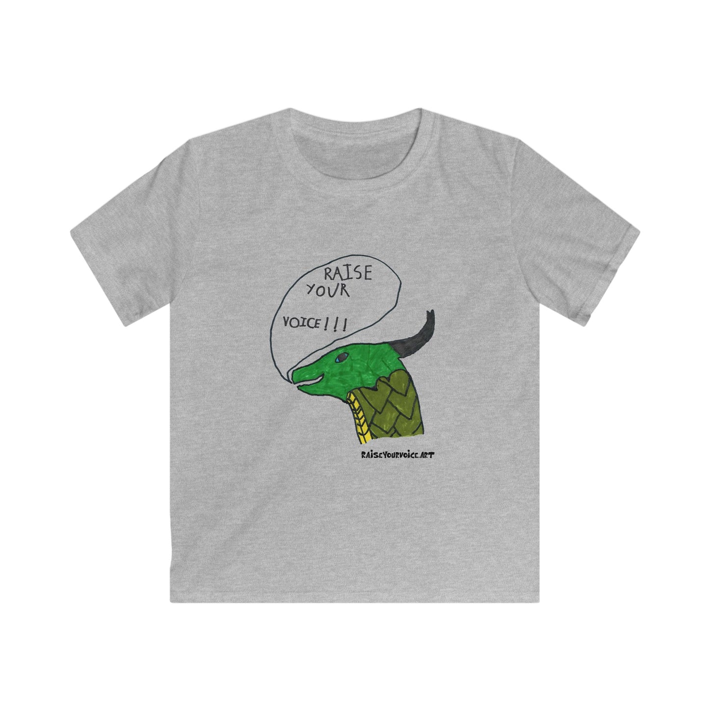 Kids Softstyle Tee - Raise Your Voice Dinosaur Design