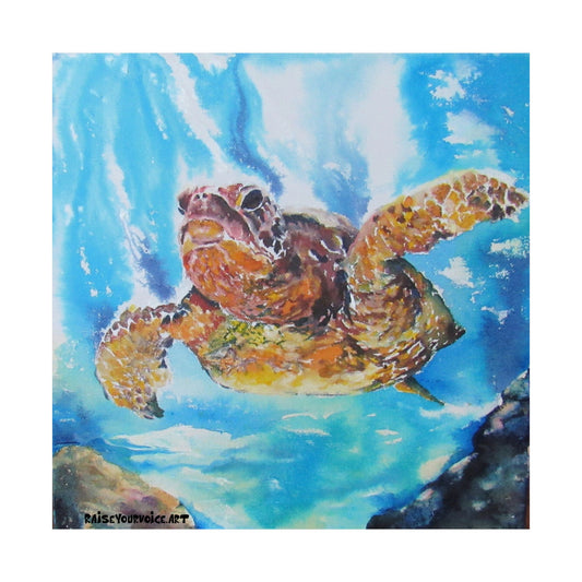 Ocean-Inspired Matte Horizontal Poster with Sea Turtle Art – Perfect for Beach Lovers