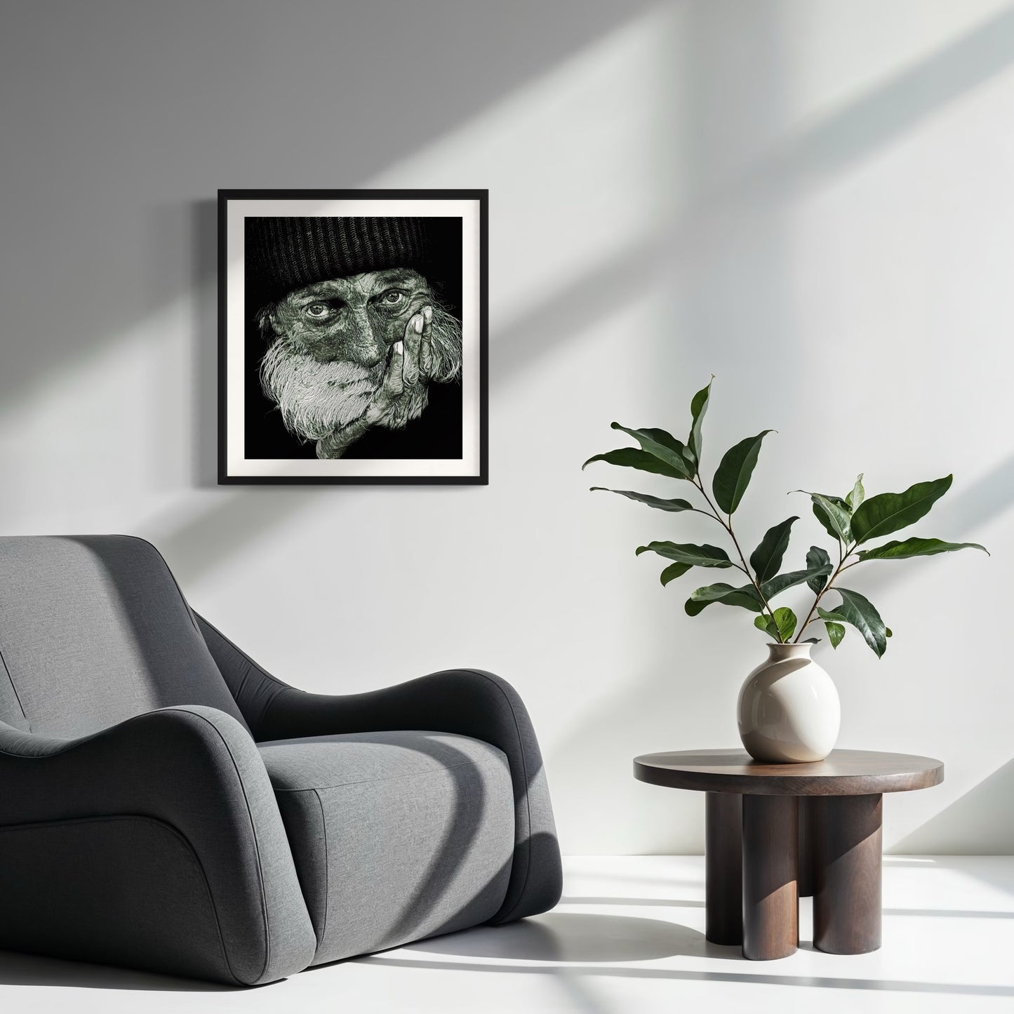 "Ernie" Black and White Portrait Depicting a Homeless Friend