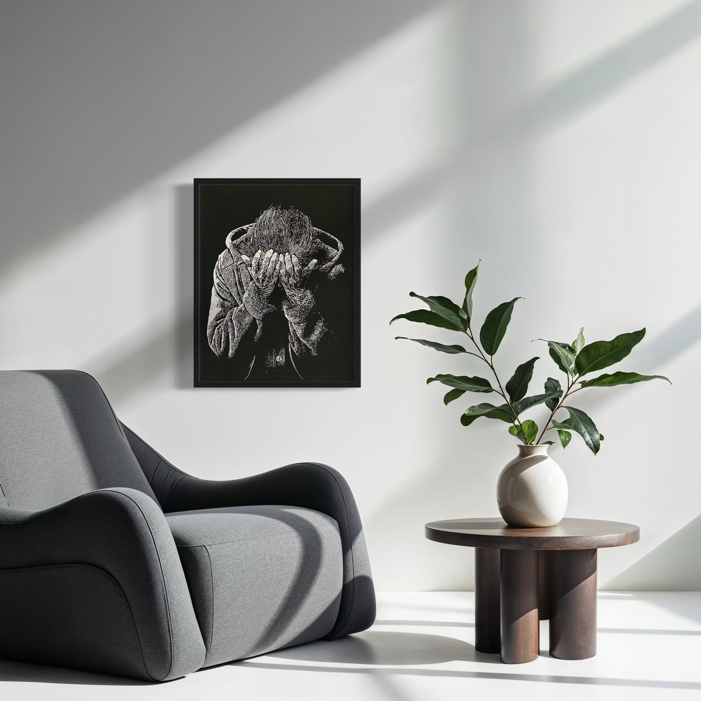 "Despair" Original Linocut Artwork by Wendy Holsapple