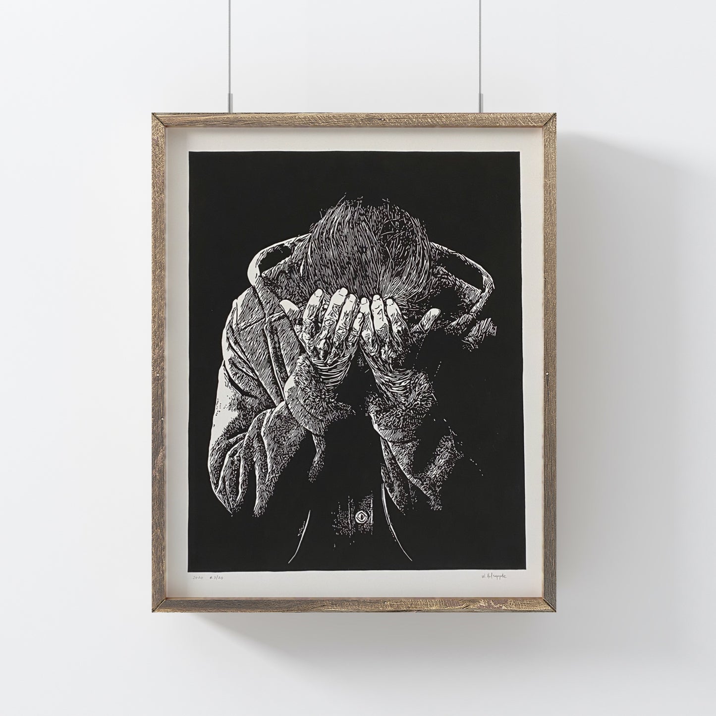 "Despair" Original Linocut Artwork by Wendy Holsapple