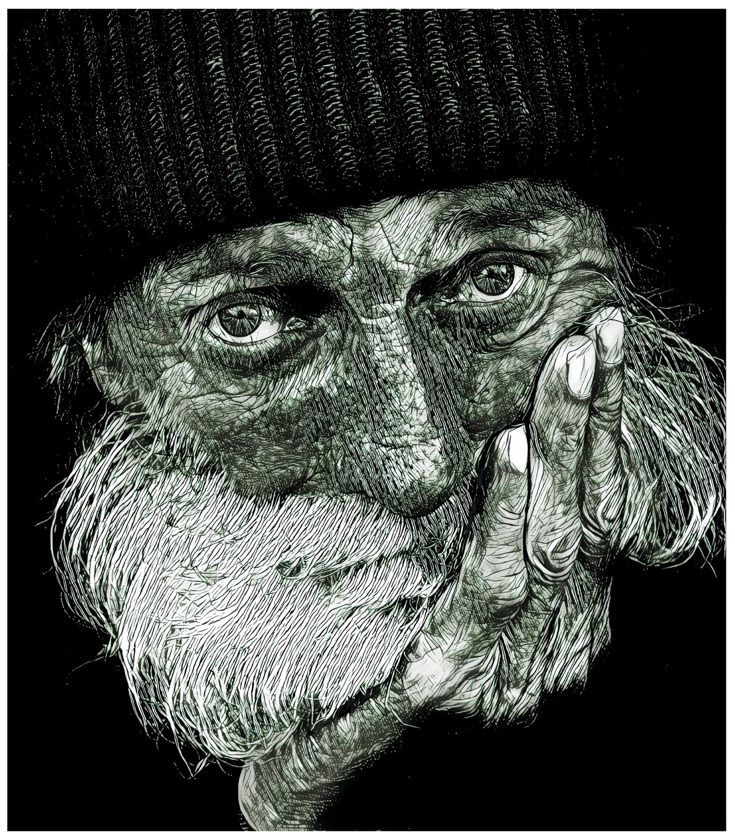 "Ernie" Black and White Portrait Depicting a Homeless Friend