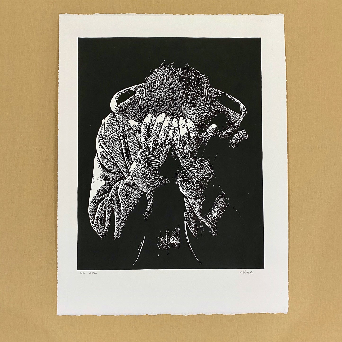 "Despair" Original Linocut Artwork by Wendy Holsapple