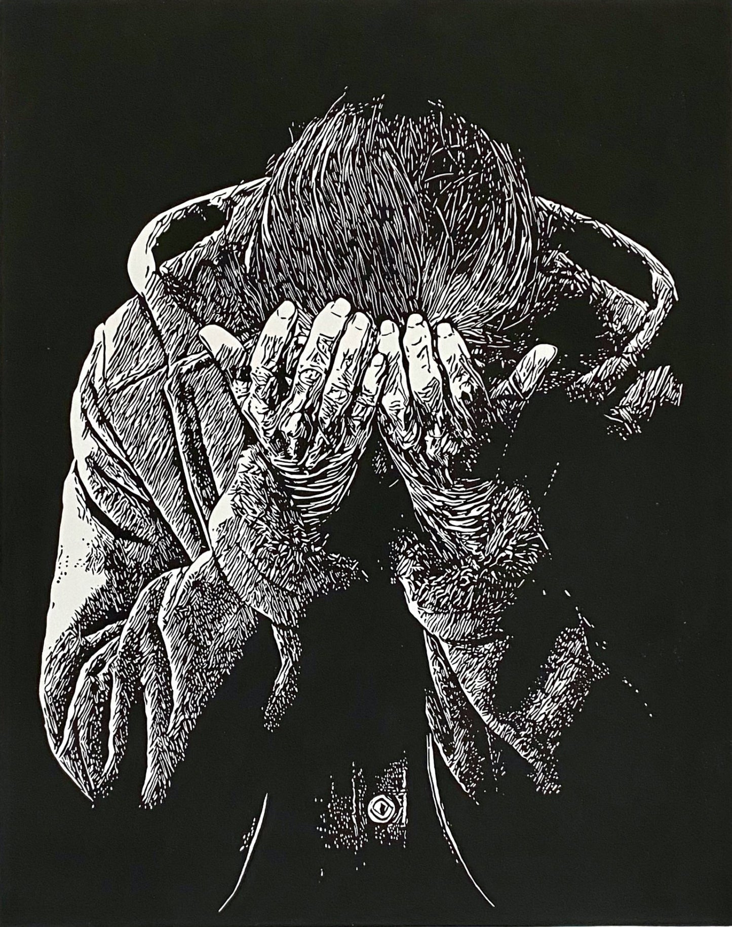 "Despair" Original Linocut Artwork by Wendy Holsapple