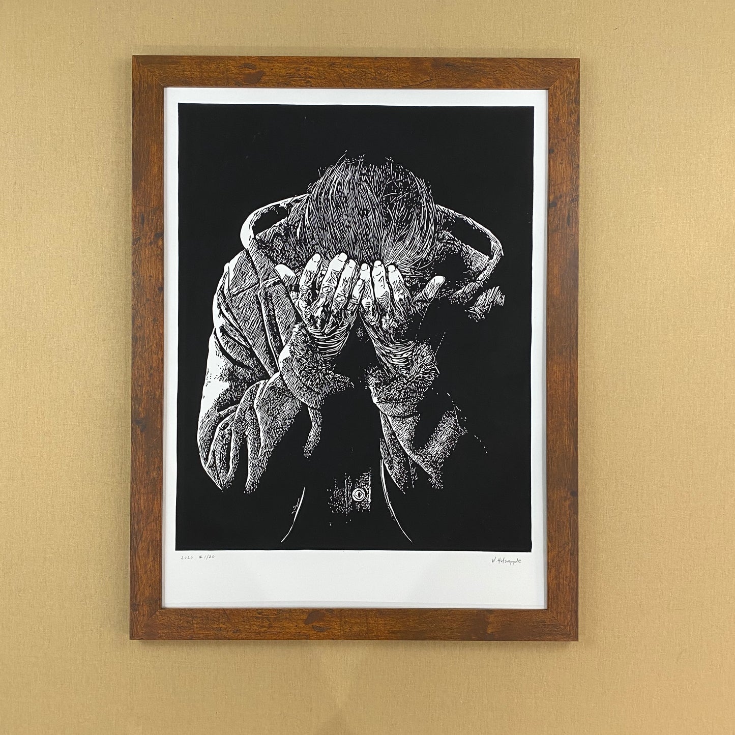 "Despair" Original Linocut Artwork by Wendy Holsapple