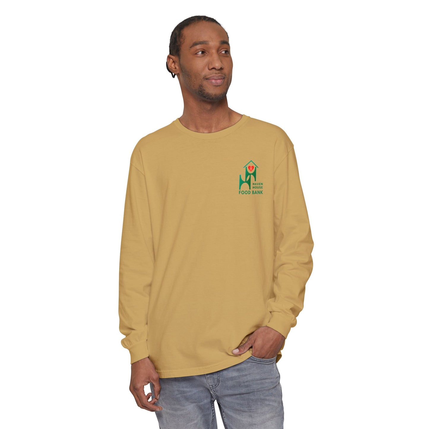 I support Haven House Food Bank – for all who enter, long sleeve tee