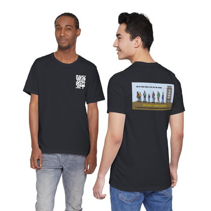 The Montana Plan, Real People, image on the back, Unisex Jersey Short Sleeve Tee