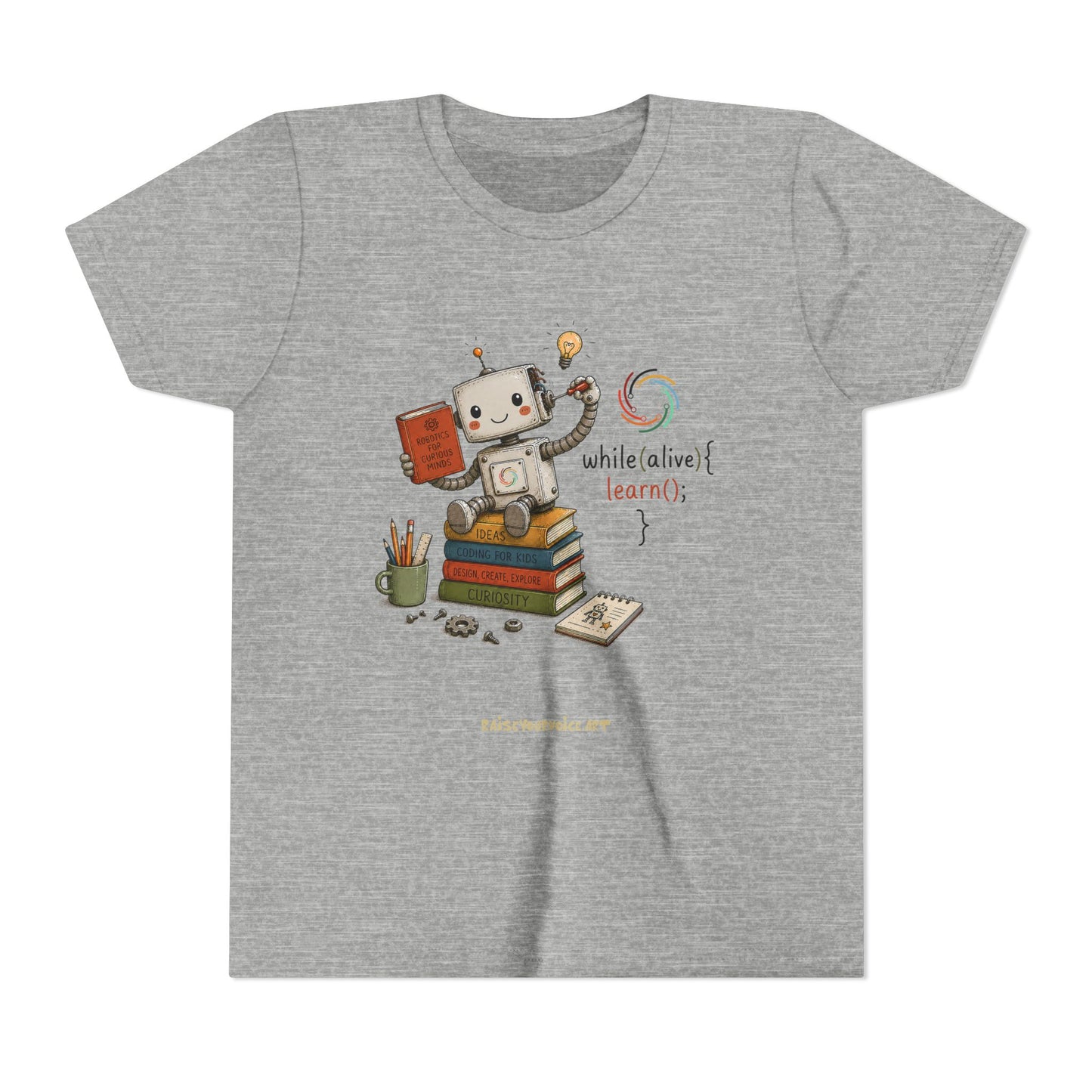 Coding for Kids while (alive) {learn ();} – Youth Short Sleeve Tee