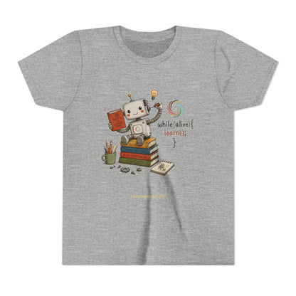 Coding for Kids while (alive) {learn ();} – Youth Short Sleeve Tee
