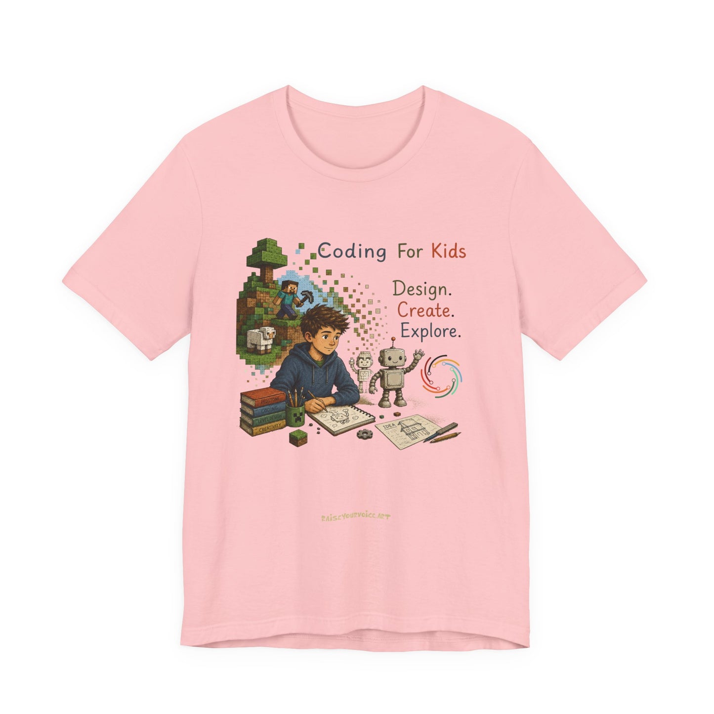 Coding for Kids Game Design Create Explore  – Unisex Jersey Short Sleeve Tee