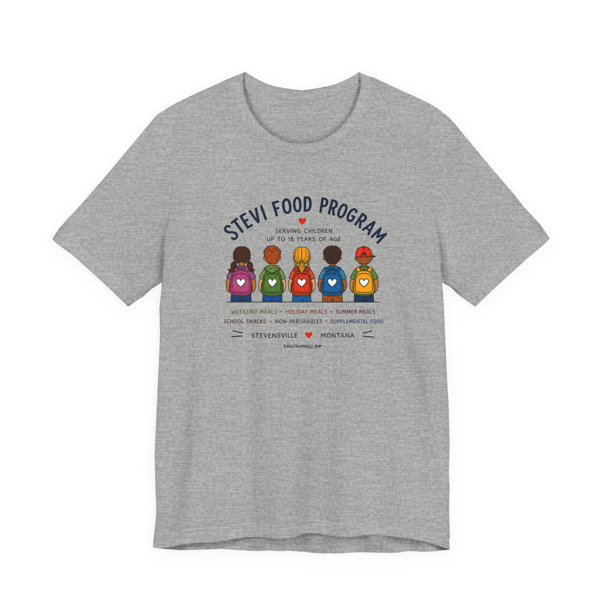 Stevi Food Program Backpacks – Unisex Jersey Short Sleeve Tee