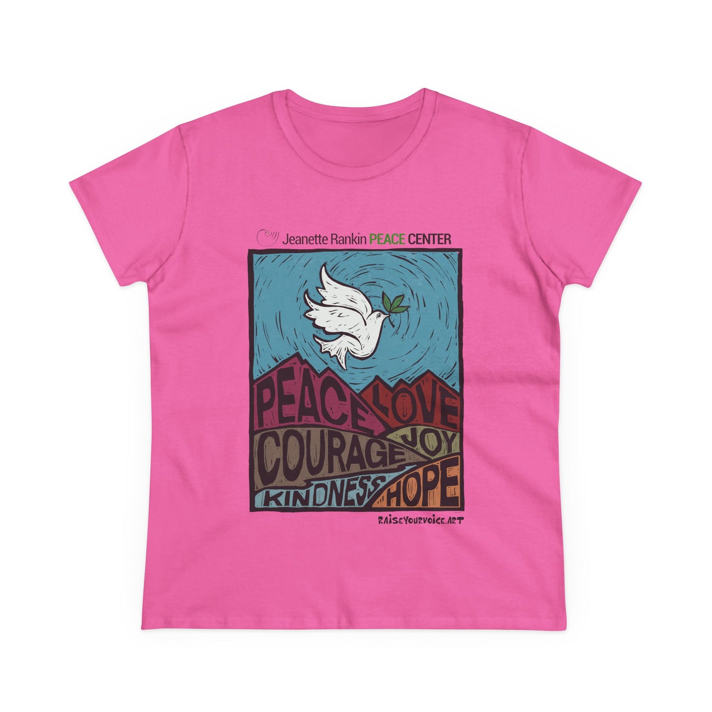 Jeanette Rankin Peace Center Women's Midweight Cotton Tee