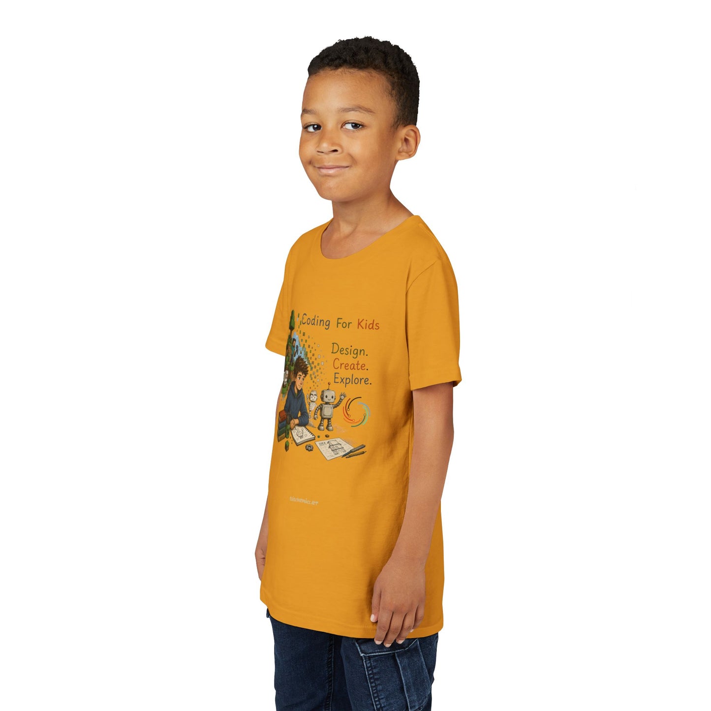 Coding For Kids Game Design Create Explore  – Youth Short Sleeve Tee