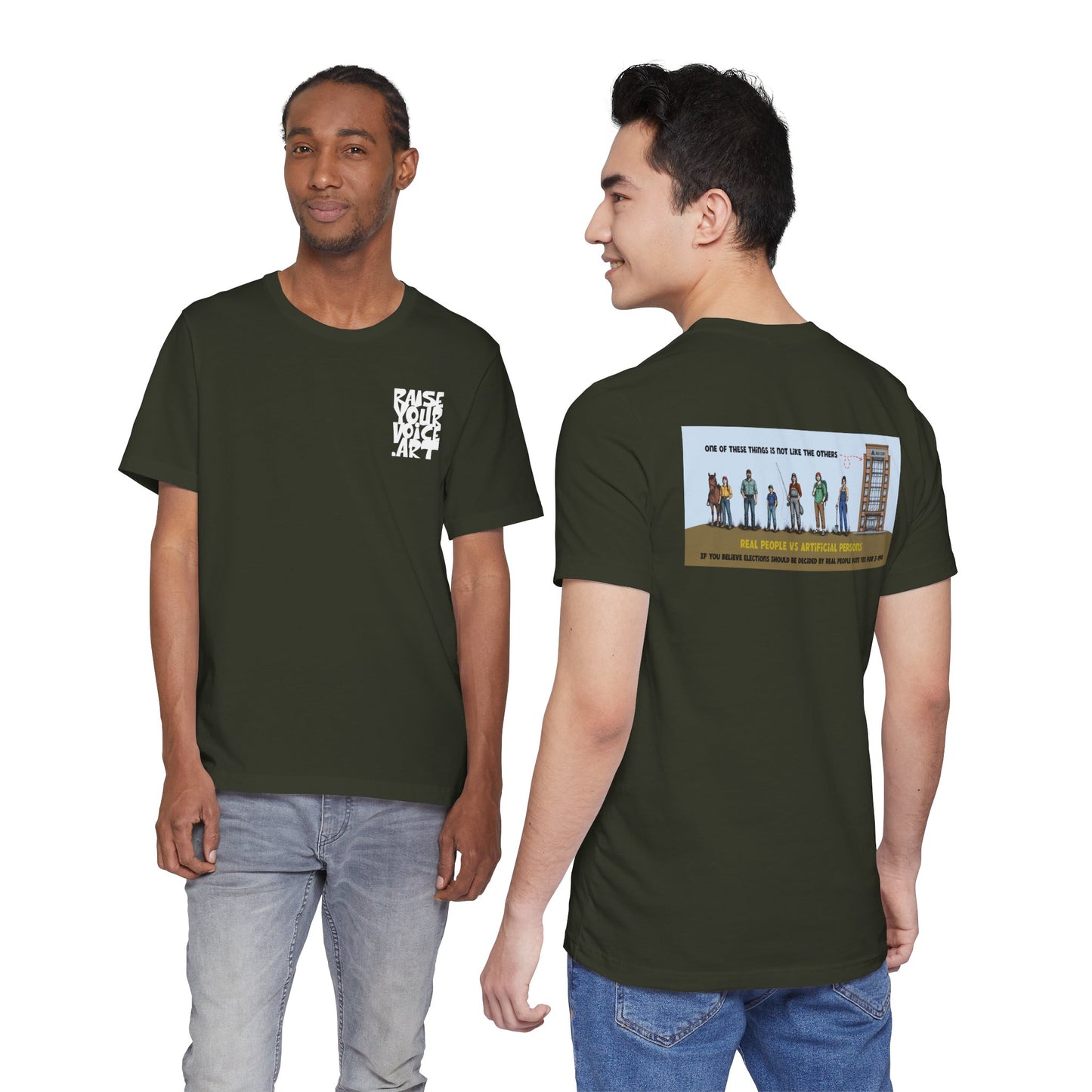 The Montana Plan, Real People, image on the back, Unisex Jersey Short Sleeve Tee