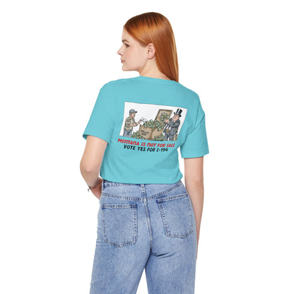 The Montana Plan, Ballot Box, image on the back, Unisex Jersey Short Sleeve Tee