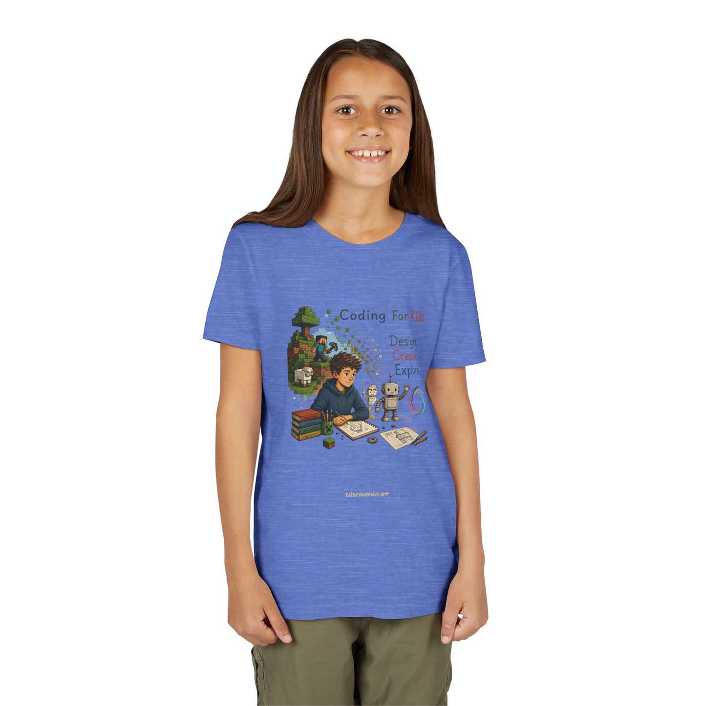 Coding For Kids Game Design Create Explore  – Youth Short Sleeve Tee