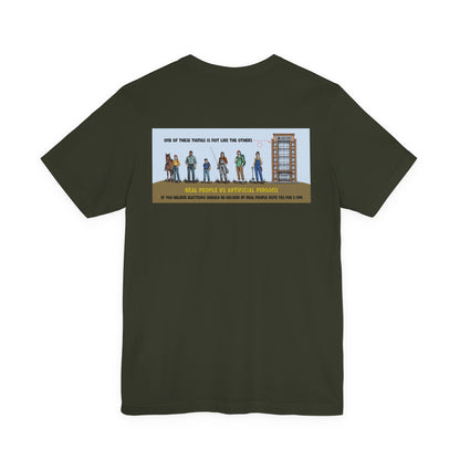 The Montana Plan, Real People, image on the back, Unisex Jersey Short Sleeve Tee