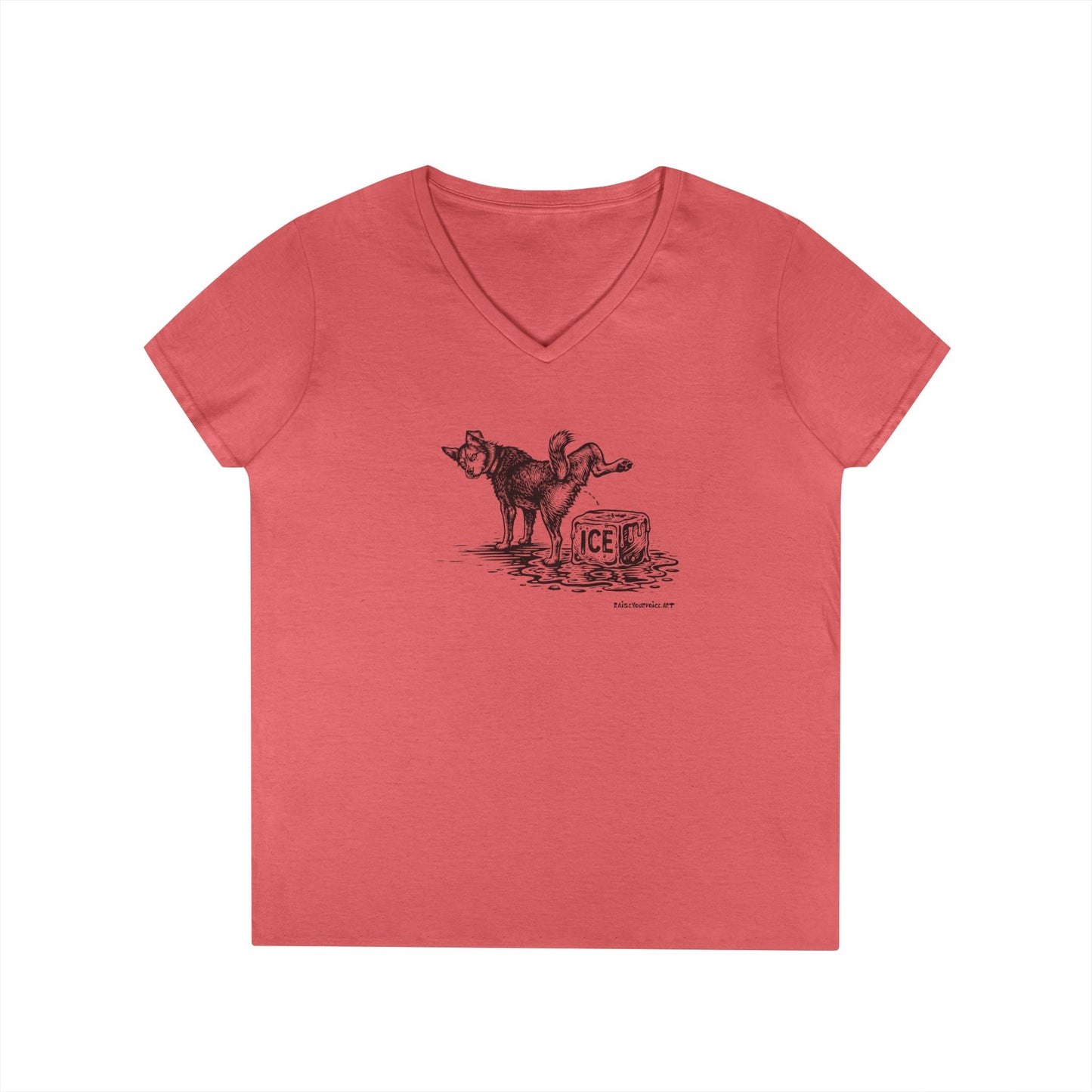 Methods of Resistance: Persistent Pressure, dogs against ice, women's v neck tee