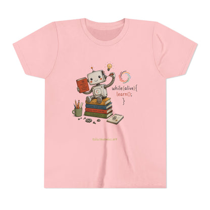 Coding for Kids while (alive) {learn ();} – Youth Short Sleeve Tee