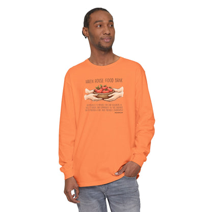 Haven House Food Bank mission statement, long sleeve tee