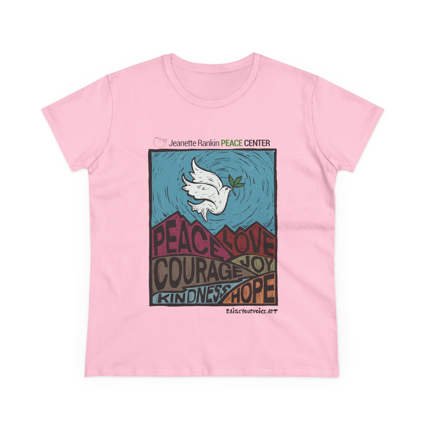 Jeanette Rankin Peace Center Women's Midweight Cotton Tee